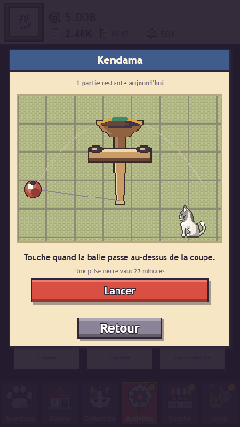 Le kendama : la balle suit son arc et tombe en pleine coupe